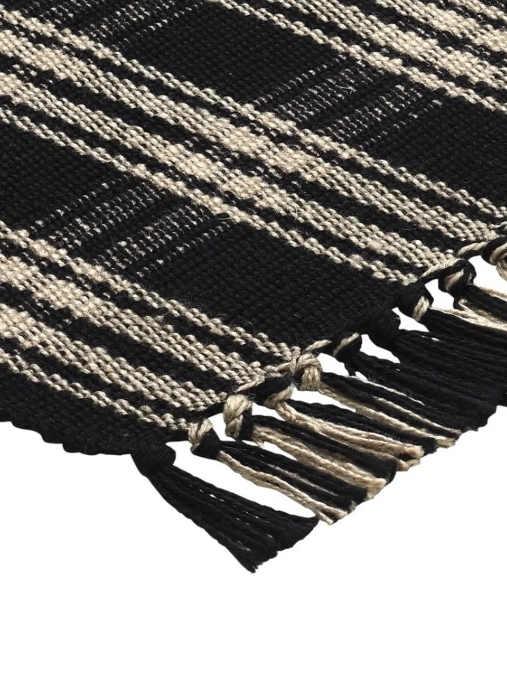 My Texas House Black Plaid Indoor/Outdoor Layering Rug, 24